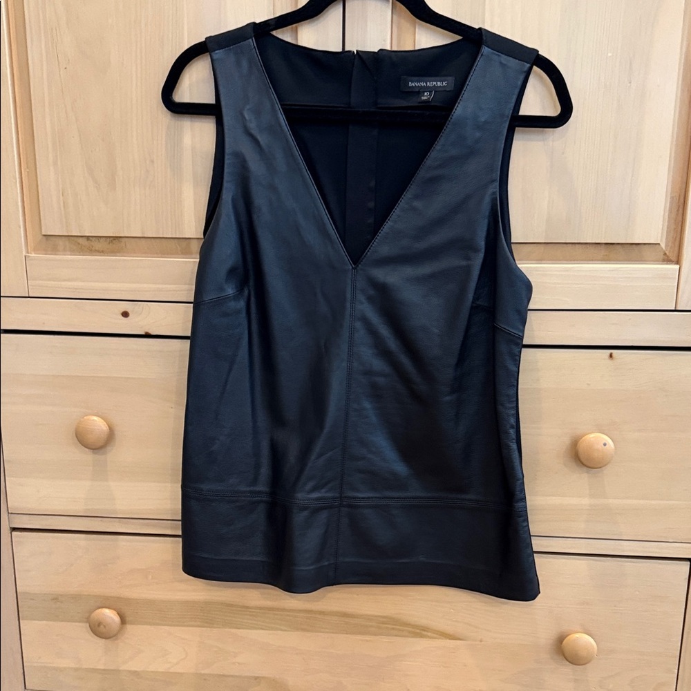 Banana Republic Black Sleeveless Leather Top